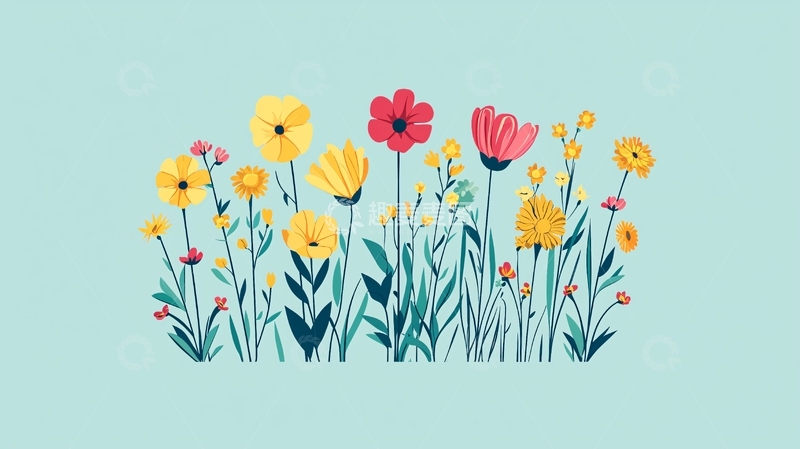 高清大图下载【趣麦麦图】清新淡雅的彩色花卉图案