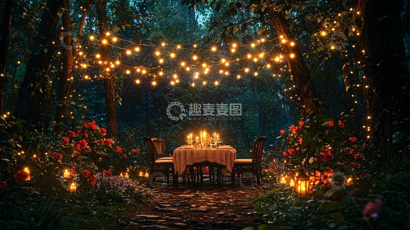 高清大图下载【趣麦麦图】森林烛光晚餐