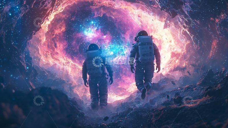 高清大图下载【趣麦麦图】宇航员探索宇宙奇观