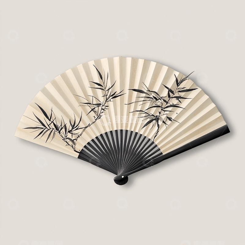 高清大图下载【趣麦麦图】水墨竹叶折扇