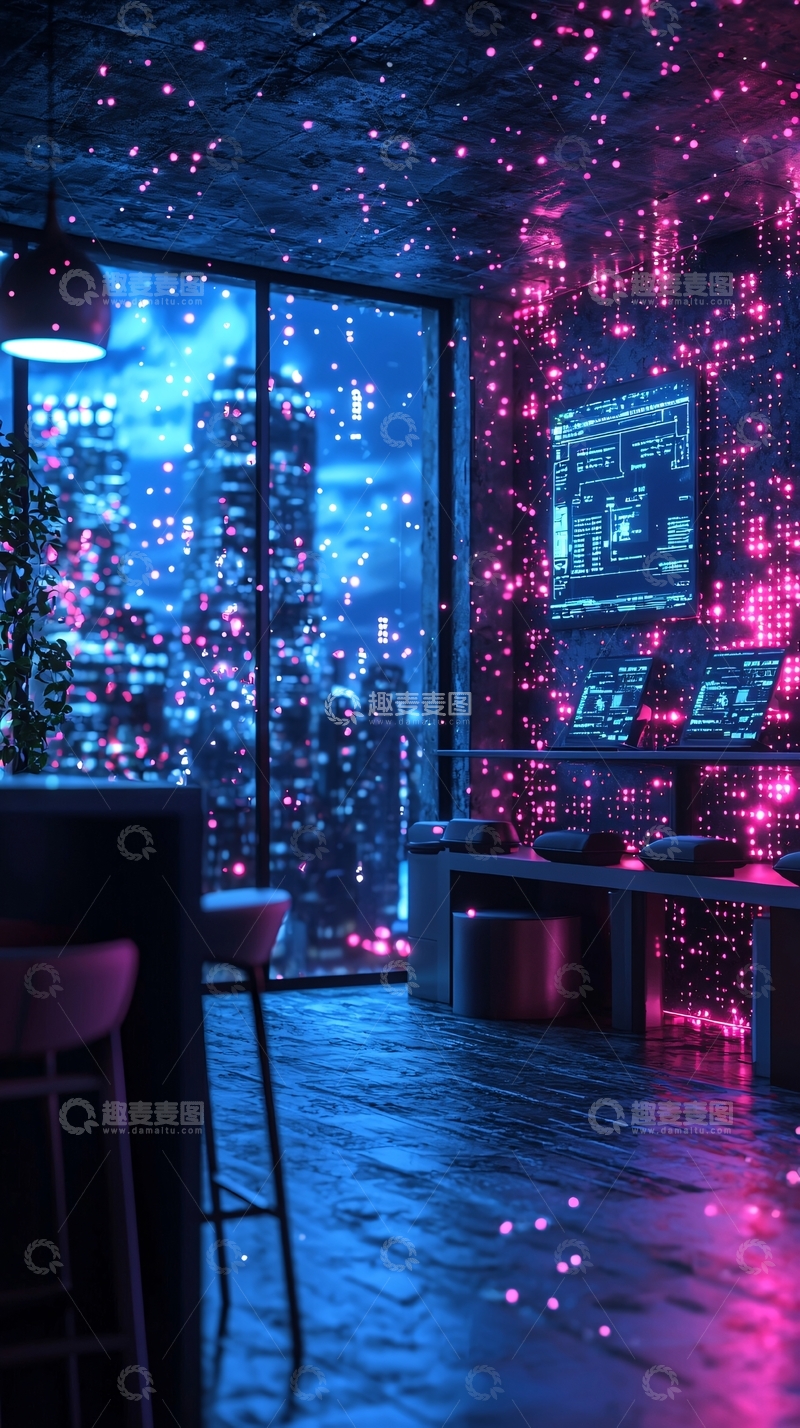 高清大图下载【趣麦麦图】夜景都市房间