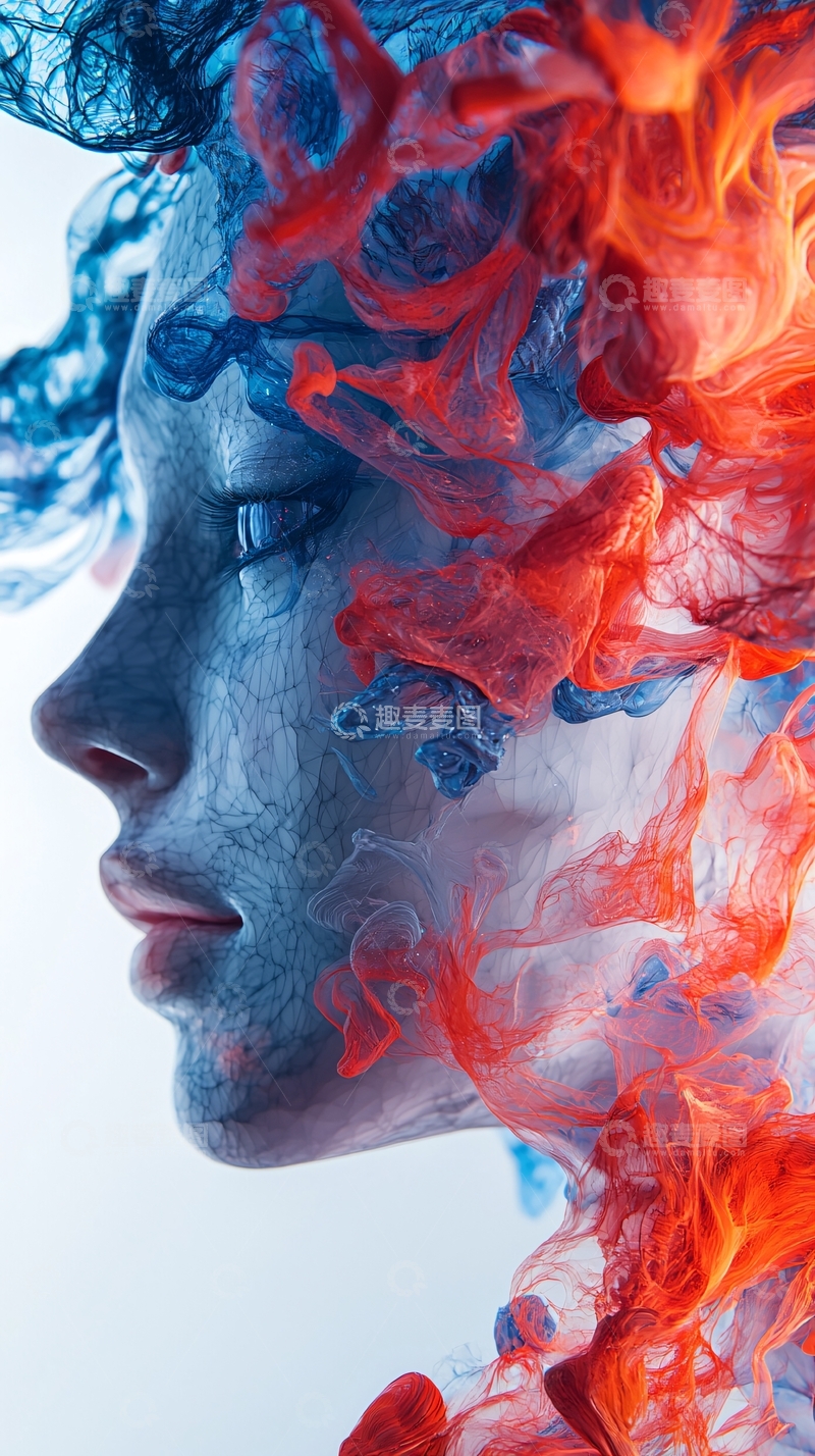 高清大图下载【趣麦麦图】色彩斑斓的女性侧脸