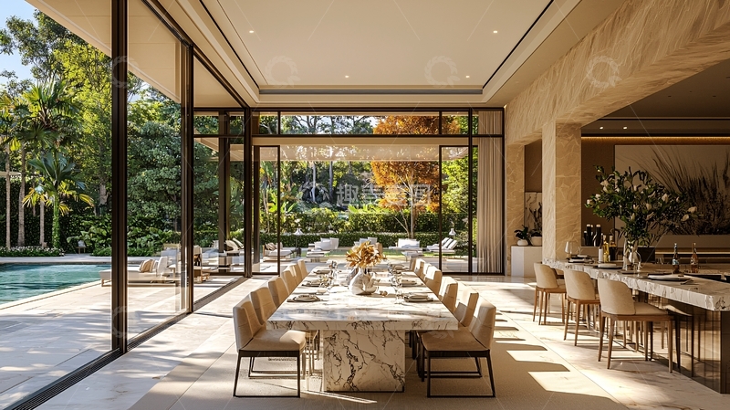 高清大图下载【趣麦麦图】现代轻奢别墅餐厅