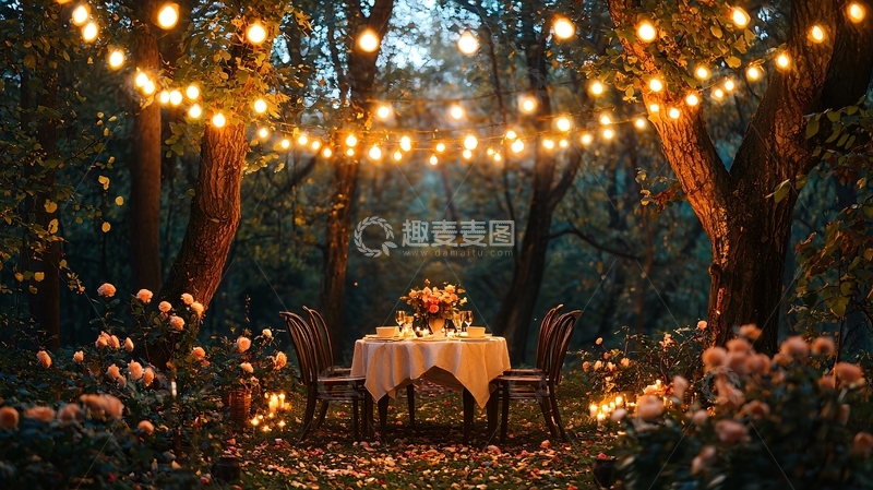 高清大图下载【趣麦麦图】森林烛光晚餐