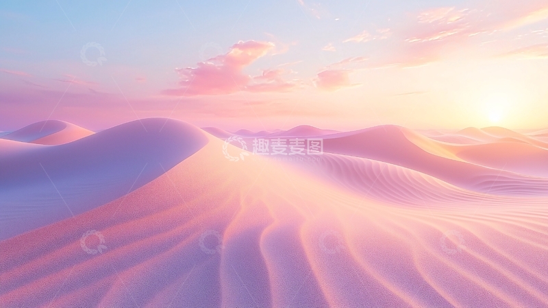 高清大图下载【趣麦麦图】粉色沙漠日出