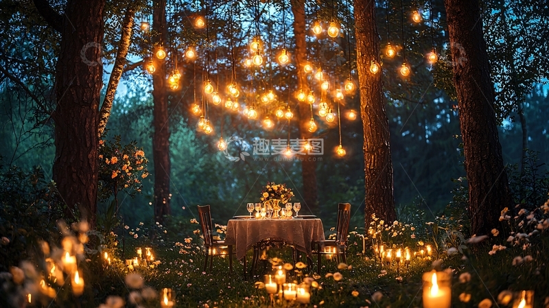 高清大图下载【趣麦麦图】森林烛光晚餐