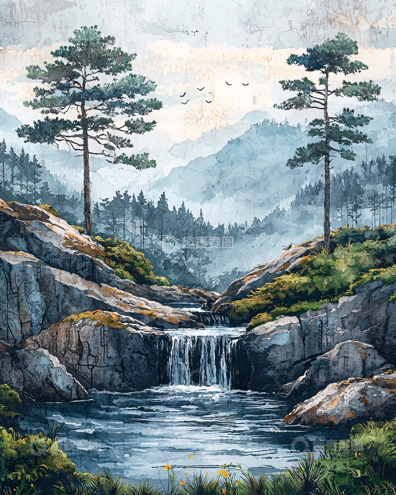 高清大图下载【趣麦麦图】水墨画山水