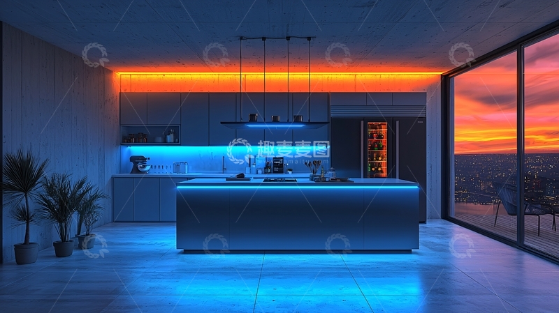 高清大图下载【趣麦麦图】现代简约厨房氛围灯