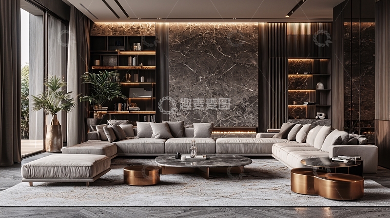 高清大图下载【趣麦麦图】现代轻奢客厅设计