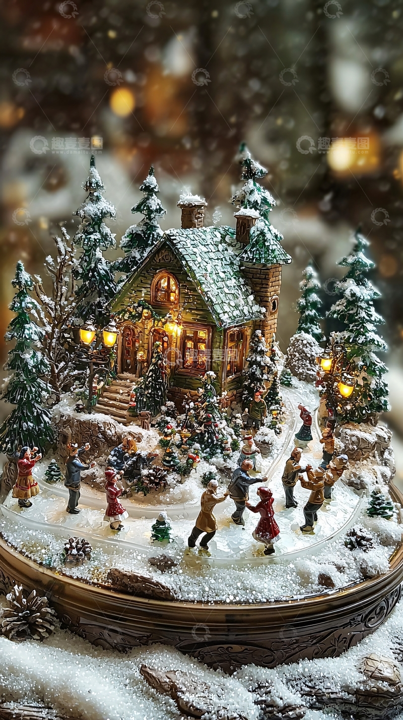 高清大图下载【趣麦麦图】圣诞旋转音乐盒场景