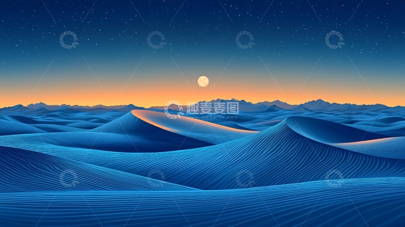 高清大图下载【趣麦麦图】蓝色沙漠夜景