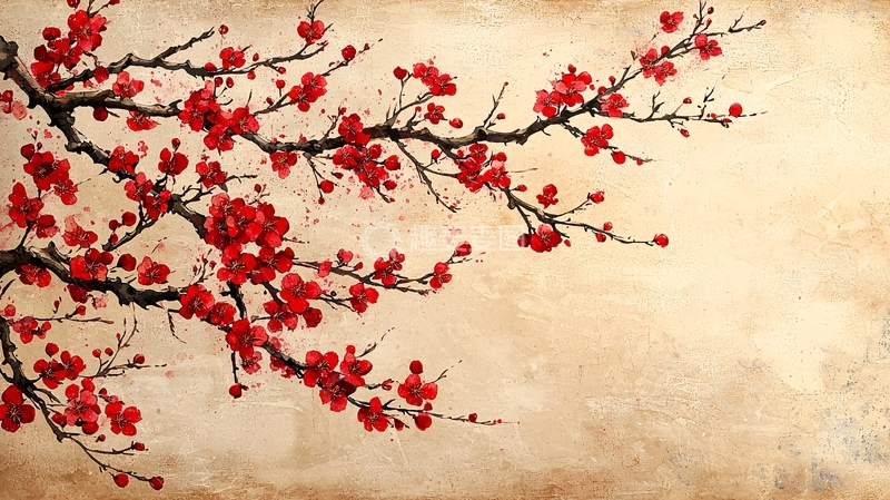 高清大图下载【趣麦麦图】红梅水墨画