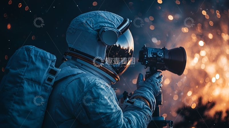 高清大图下载【趣麦麦图】太空探险家拿着扩音器