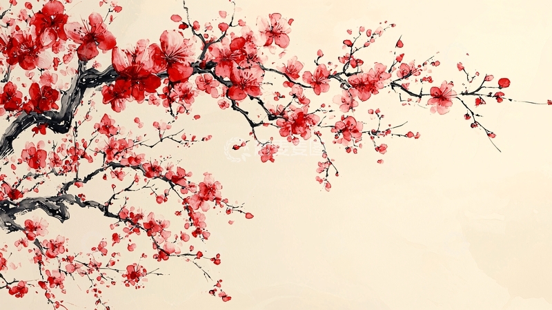 高清大图下载【趣麦麦图】红梅水墨画