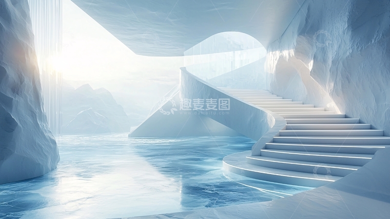 高清大图下载【趣麦麦图】冰雪世界梦幻楼梯