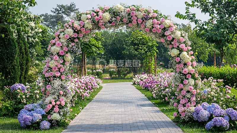 高清大图下载【趣麦麦图】鲜花拱门背景图