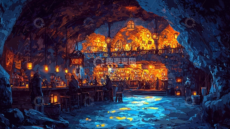 高清大图下载【趣麦麦图】洞穴酒吧