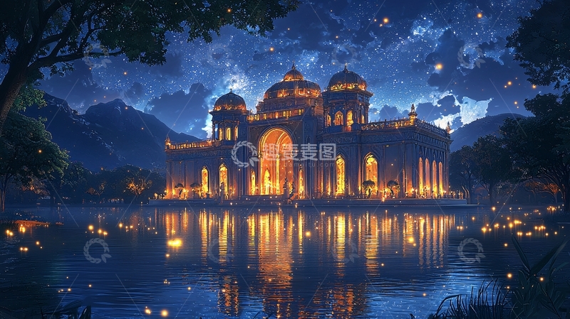高清大图下载【趣麦麦图】梦幻夜景宫殿
