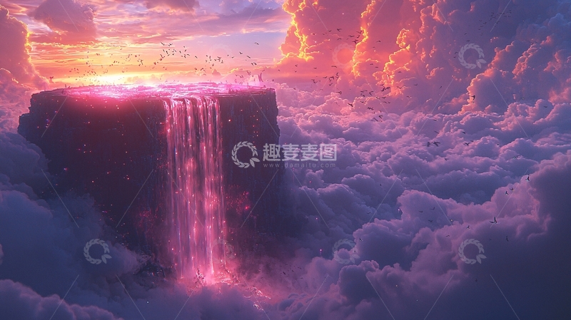 高清大图下载【趣麦麦图】云端瀑布