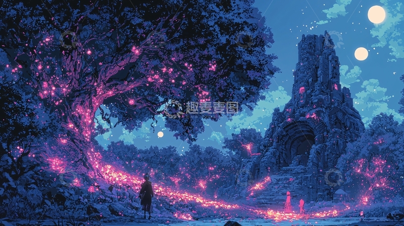高清大图下载【趣麦麦图】梦幻蓝色森林