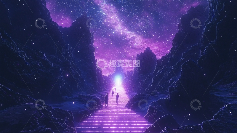 高清大图下载【趣麦麦图】紫色星空山谷