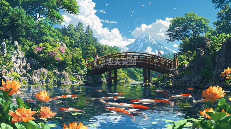 高清大图下载【趣麦麦图】富士山风景画