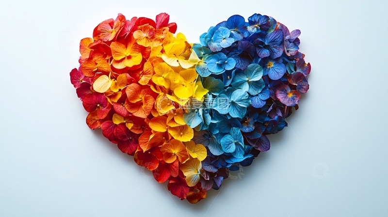 高清大图下载【趣麦麦图】彩虹花瓣爱心