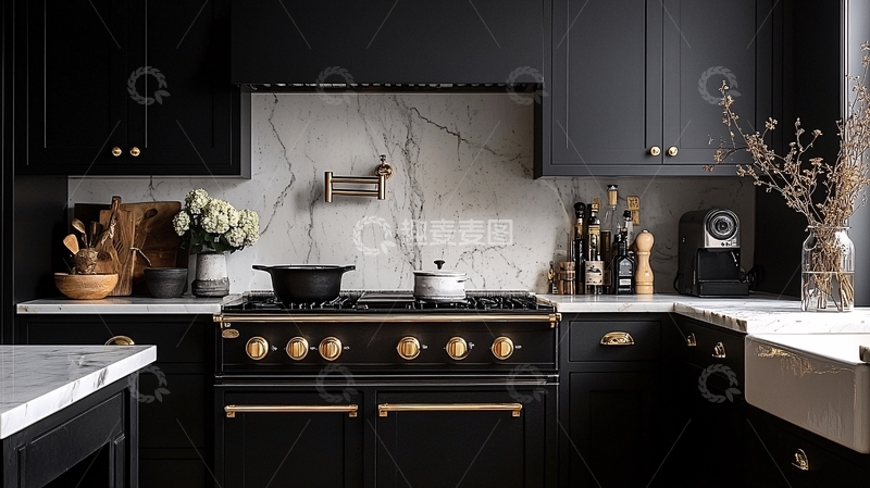 高清大图下载【趣麦麦图】黑色厨房