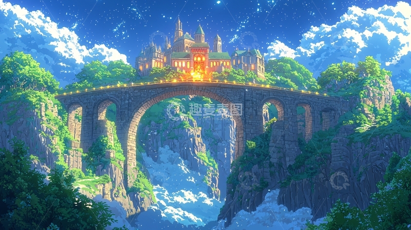 高清大图下载【趣麦麦图】梦幻仙境桥梁城堡