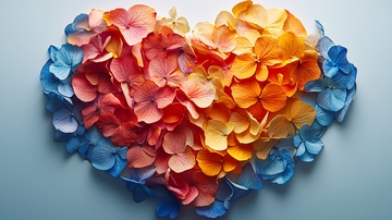 彩色花瓣爱心