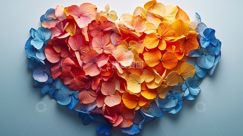 高清大图下载【趣麦麦图】彩色花瓣爱心