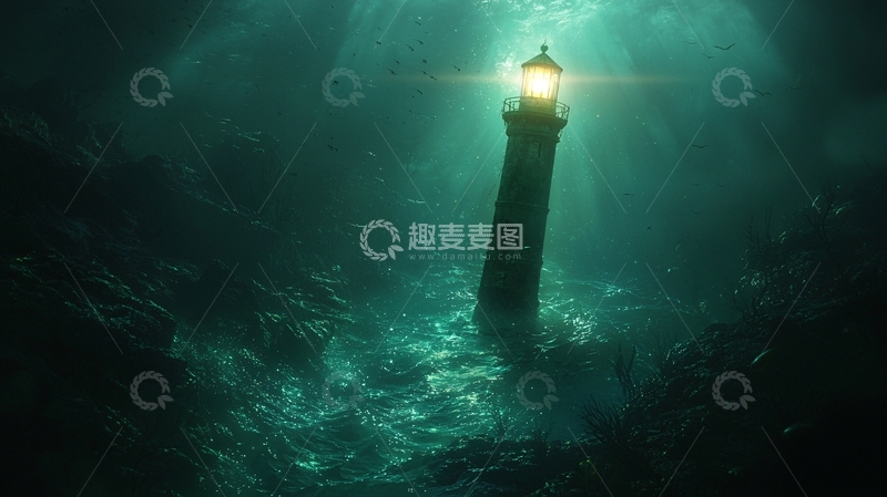 高清大图下载【趣麦麦图】深海中孤独的灯塔