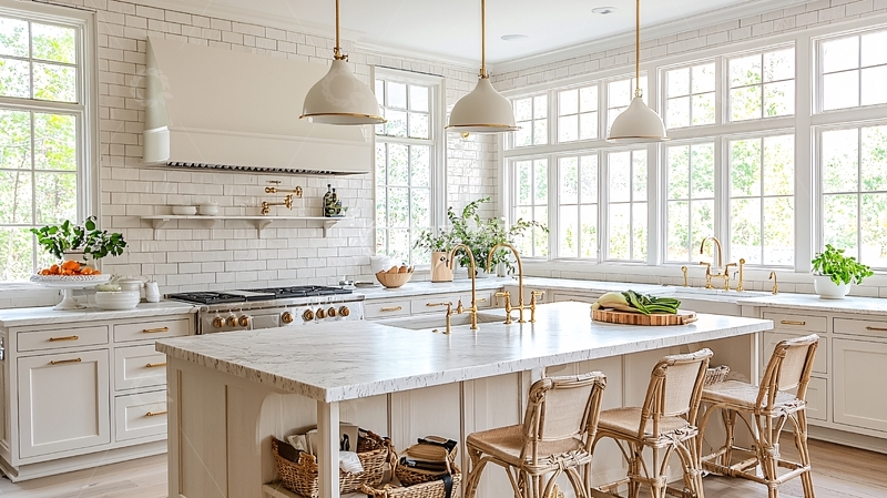 高清大图下载【趣麦麦图】明亮温馨的白色乡村风格厨房