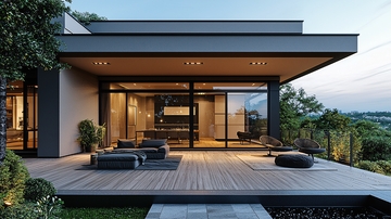 现代简约别墅夜景