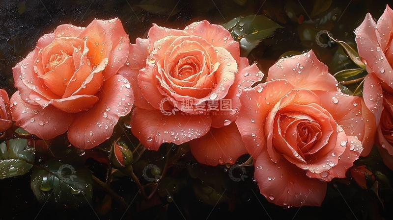 高清大图下载【趣麦麦图】水滴玫瑰花束高清图片