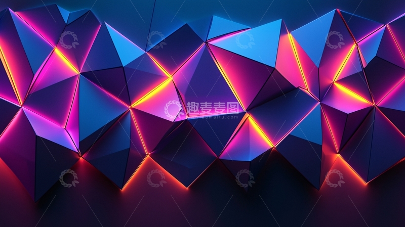 高清大图下载【趣麦麦图】炫彩几何低多边形背景