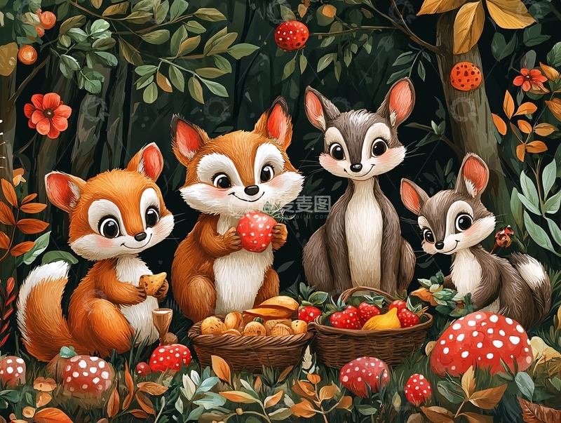 高清大图下载【趣麦麦图】森林动物卡通