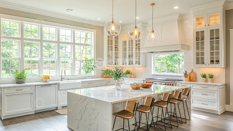 高清大图下载【趣麦麦图】明亮宽敞的现代化白色厨房