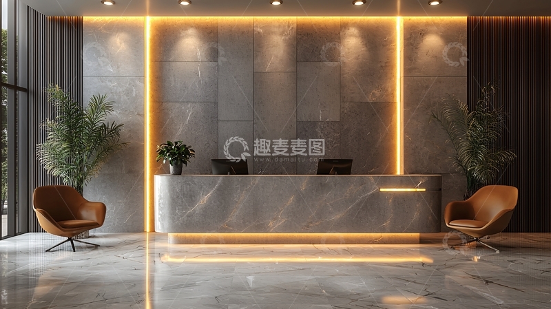 高清大图下载【趣麦麦图】现代酒店大堂接待台设计