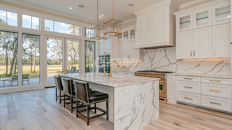 高清大图下载【趣麦麦图】现代简约白色大理石厨房