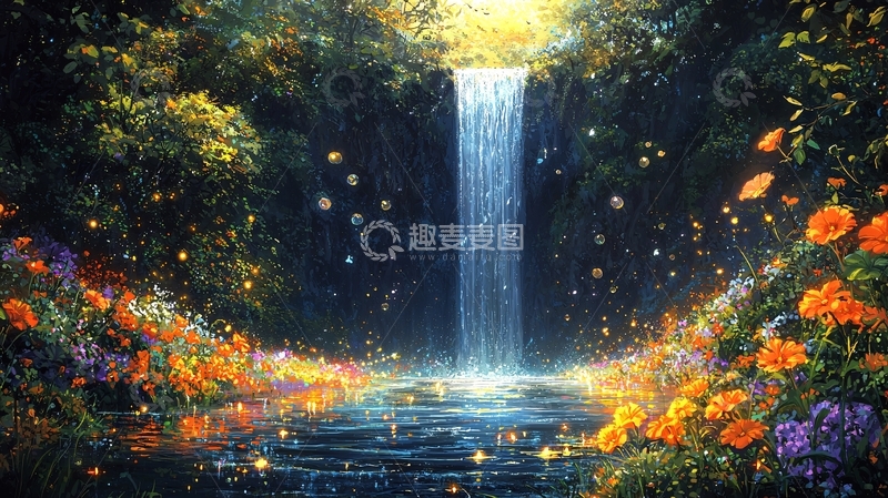 高清大图下载【趣麦麦图】梦幻瀑布