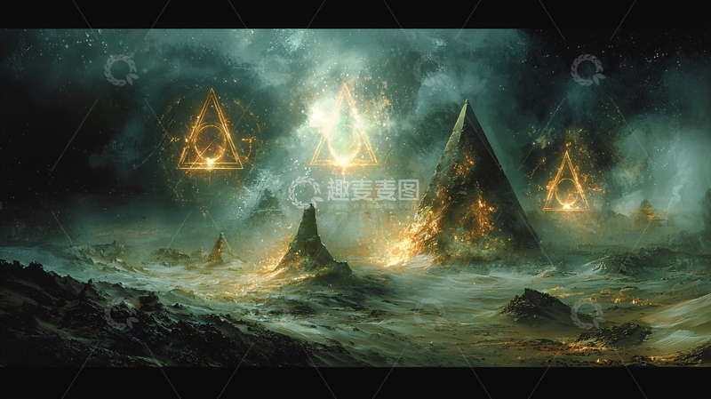 高清大图下载【趣麦麦图】神秘金字塔漂浮在云雾之上
