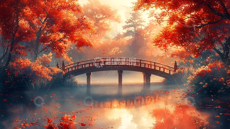 高清大图下载【趣麦麦图】秋日红枫桥
