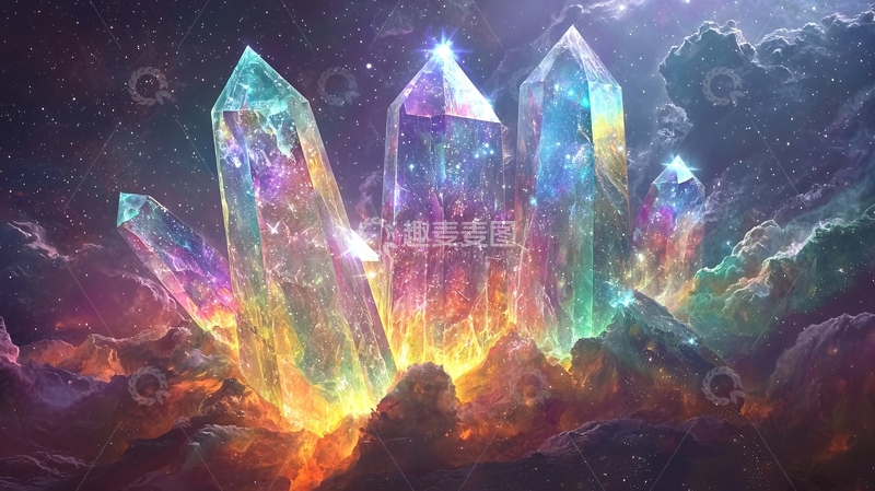 高清大图下载【趣麦麦图】宇宙彩虹水晶