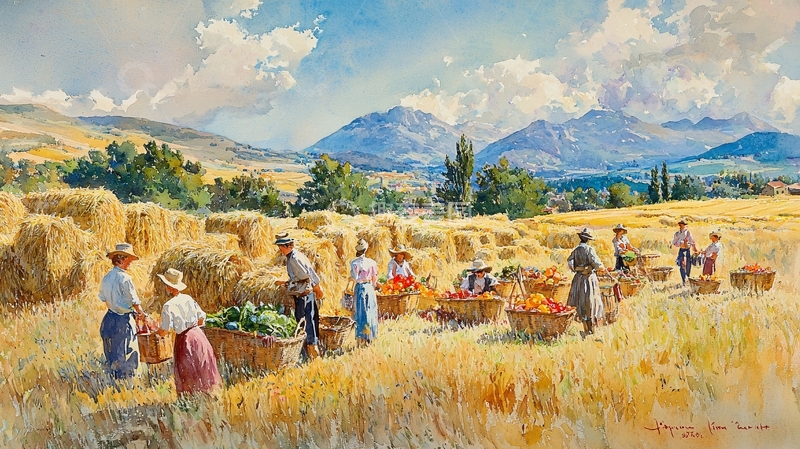 高清大图下载【趣麦麦图】秋收丰收图