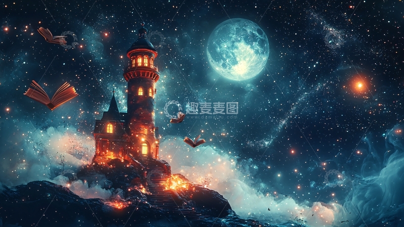 高清大图下载【趣麦麦图】星空下的神秘古堡