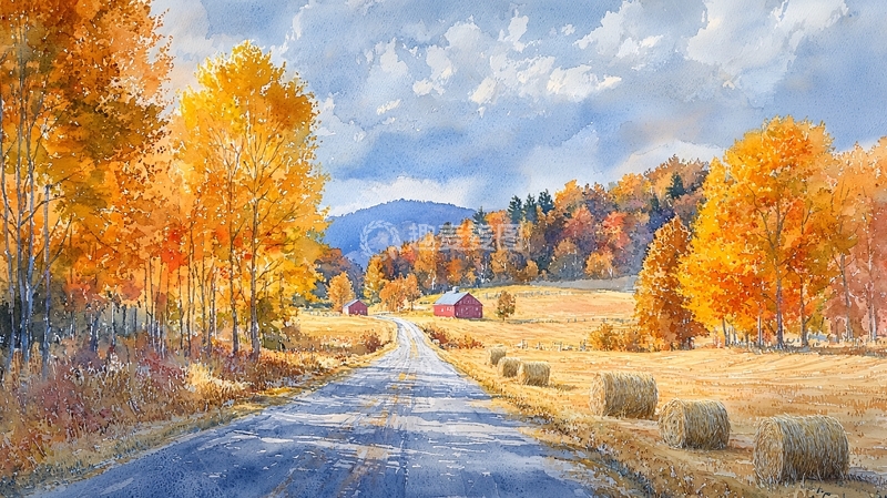 高清大图下载【趣麦麦图】秋日乡间道路