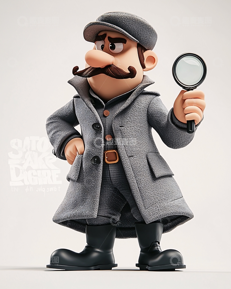 高清大图下载【趣麦麦图】卡通侦探
