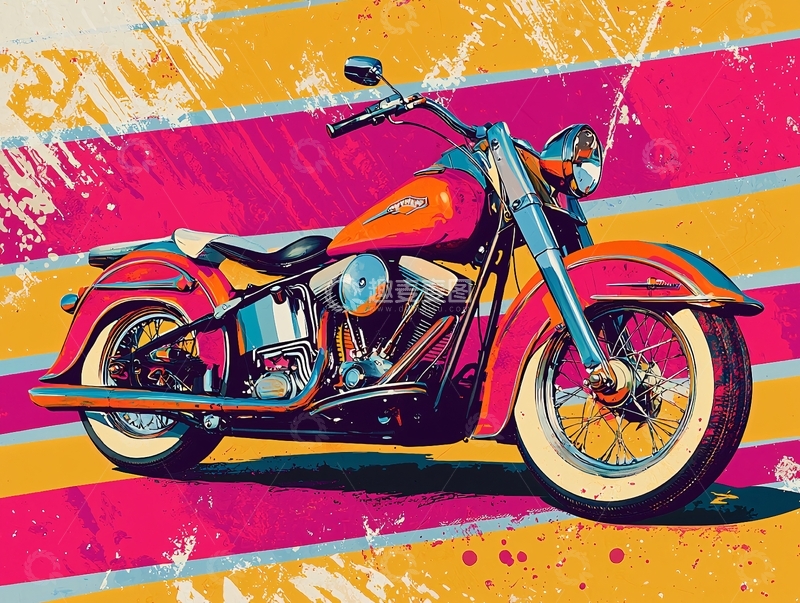 高清大图下载【趣麦麦图】复古哈雷摩托车