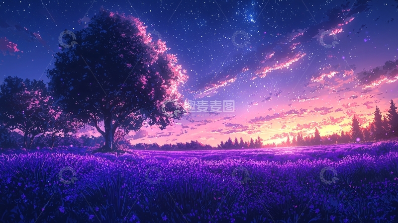 高清大图下载【趣麦麦图】紫色薰衣草田
